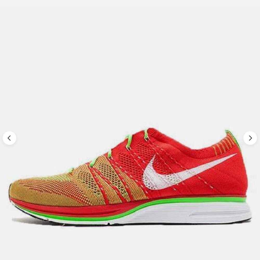 NEW 2012 Nike Flyknit Trainer+ Unviersity Red Electric Grn 532984-631 7 Womens